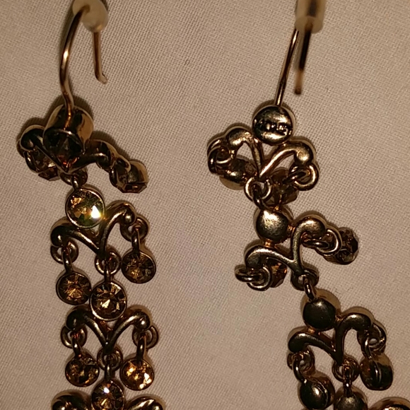 Monet amber gold chandelier earrings - Picture 2 of 2
